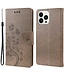 SoFetch Lichtbruin Bloemen Bookcase Hoesje voor de iPhone 14 Pro Max