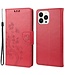 SoFetch Rood Bloemen Bookcase Hoesje voor de iPhone 14 Pro Max