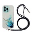 SoFetch Blauw Marmer TPU Hoesje met Koord voor de iPhone 14 Pro Max