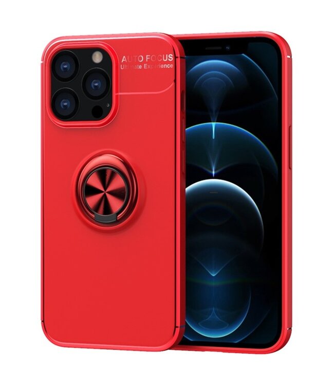 SoFetch Rood Ring Houder TPU Hoesje voor de iPhone 14 Pro Max