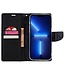 Mercury Goospery Zwart Stoffen Bookcase Hoesje voor de iPhone 14 Pro Max