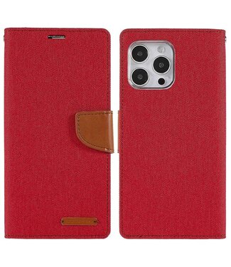 Mercury Goospery Rood Stoffen Bookcase Hoesje iPhone 14 Pro Max