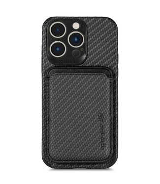 SoFetch Zwart Pasjeshouder Carbon 2-in-1 Hoesje iPhone 14 Pro Max