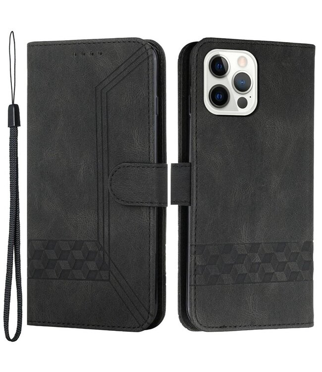 SoFetch Zwart Ruiten Bookcase Hoesje voor de iPhone 14 Pro Max