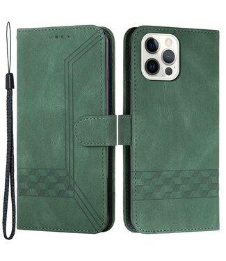 SoFetch Zwartish Groen Ruiten Bookcase Hoesje iPhone 14 Pro Max