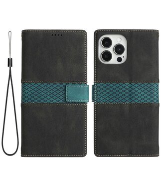 SoFetch Zwart Twee kleuren Bookcase Hoesje iPhone 14 Pro Max