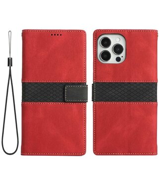 SoFetch Rood Twee kleuren Bookcase Hoesje iPhone 14 Pro Max