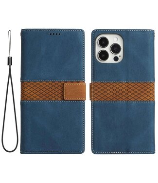 SoFetch Blauw Twee kleuren Bookcase Hoesje iPhone 14 Pro Max