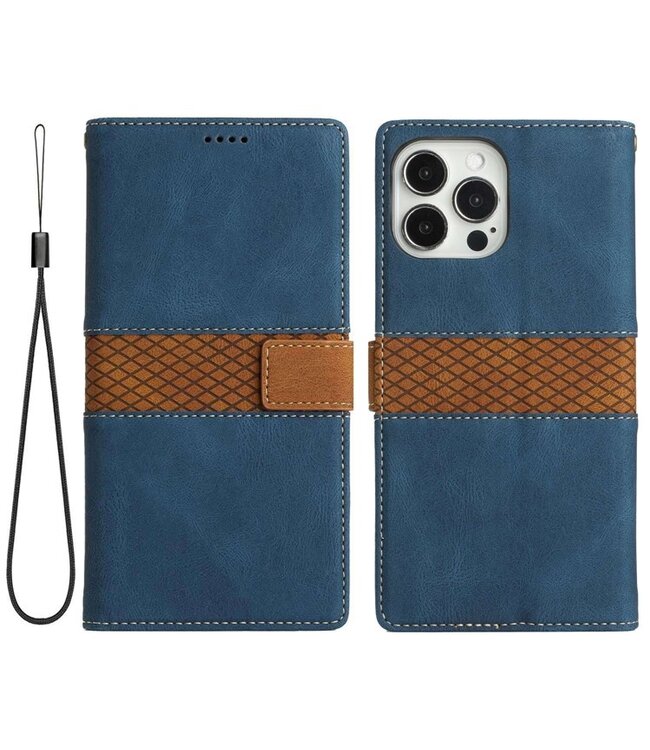 SoFetch Blauw Twee kleuren Bookcase Hoesje voor de iPhone 14 Pro Max