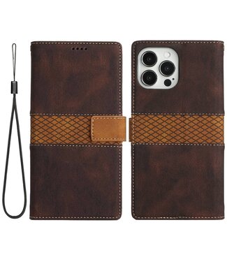 SoFetch Bruin Twee kleuren Bookcase Hoesje iPhone 14 Pro Max