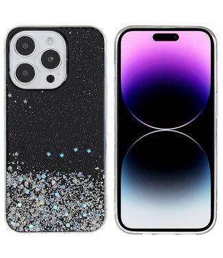 SoFetch Zwart Valbestendig Glitter TPU Hoesje iPhone 14 Pro Max