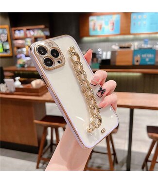SoFetch Paars Ketting TPU Hoesje met Handriem iPhone 14 Pro Max