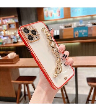 SoFetch Rood Ketting TPU Hoesje met Handriem iPhone 14 Pro Max