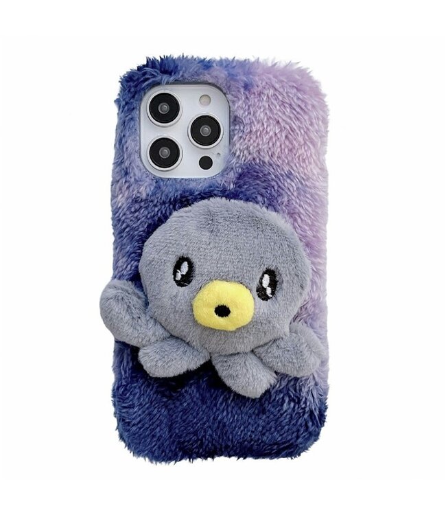 SoFetch Blauw Pluizige Octopus TPU Hoesje voor de iPhone 14 Pro Max