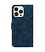 SoFetch Donkerblauw Zonnebloem Bookcase Hoesje voor de iPhone 14 Pro Max