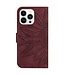 SoFetch Bordeaux Rood Zonnebloem Bookcase Hoesje voor de iPhone 14 Pro Max