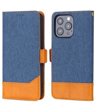 SoFetch Blauw Jeans Bookcase Hoesje iPhone 14 Pro Max