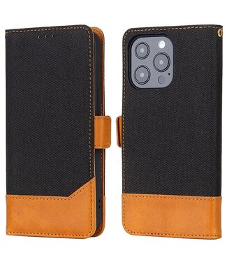 SoFetch Zwart Jeans Bookcase Hoesje iPhone 14 Pro Max