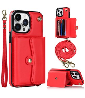 SoFetch Rood Pasjeshouder Hybride Hoesje iPhone 14 Pro Max