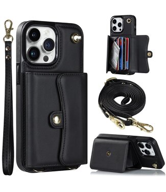 SoFetch Zwart Pasjeshouder Hybride Hoesje iPhone 14 Pro Max