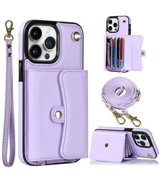 SoFetch Paars Pasjeshouder Hybride Hoesje iPhone 14 Pro Max