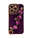 SoFetch Dark Paars Hartje ketting TPU Hoesje met Handriem voor de iPhone 14 Pro Max