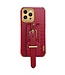SoFetch Rood Krokodillen Hybride Hoesje met Handriem voor de iPhone 14 Pro Max