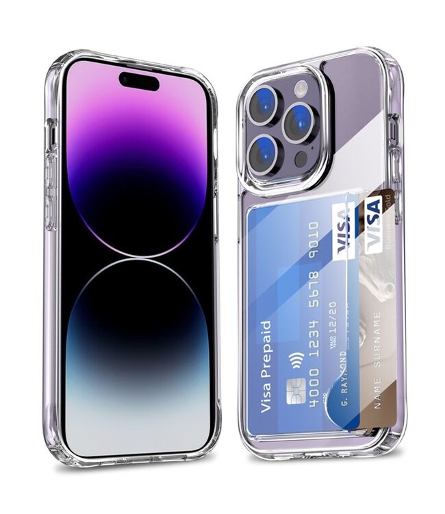 SoFetch Transparant Pasjeshouder Valbestendig Hybride Hoesje voor de iPhone 14 Pro Max