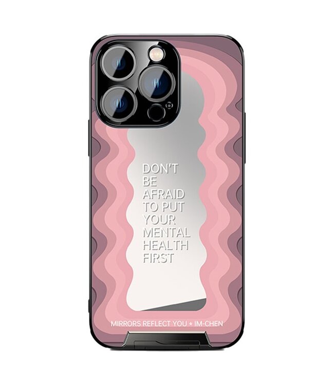 IM-Chen Roze Spiegel Quote Hybride Hoesje voor de iPhone 14 Pro Max