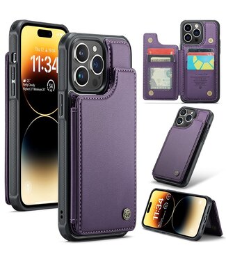 CaseMe Paars RFID Pasjeshouder Hybride Hoesje iPhone 14 Pro Max