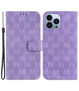 SoFetch Paars Monogram Bookcase Hoesje iPhone 14 Pro Max