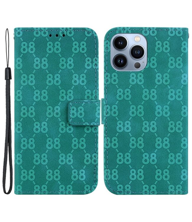 SoFetch Groen Monogram Bookcase Hoesje voor de iPhone 14 Pro Max