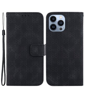 SoFetch Zwart Monogram Bookcase Hoesje iPhone 14 Pro Max