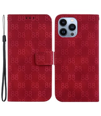 SoFetch Rood Monogram Bookcase Hoesje iPhone 14 Pro Max