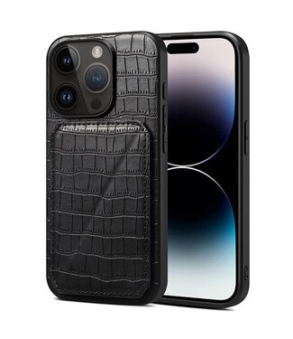 SoFetch Zwart Houder Krokodillen Hybride Hoesje iPhone 14 Pro Max