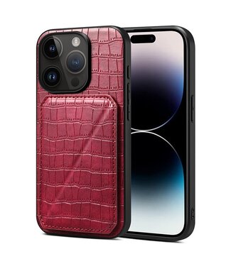 SoFetch Rood Houder Krokodillen Hybride Hoesje iPhone 14 Pro Max
