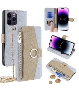 SoFetch Blauw Portemonnee Hoesje met Koord iPhone 14 Pro Max