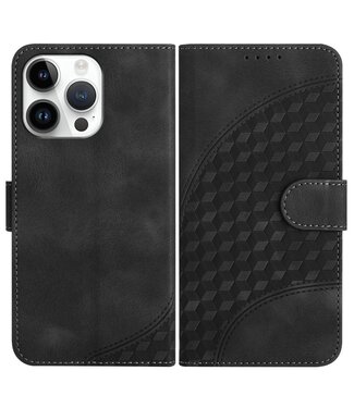 SoFetch Zwart Ruiten Bookcase Hoesje iPhone 14 Pro Max