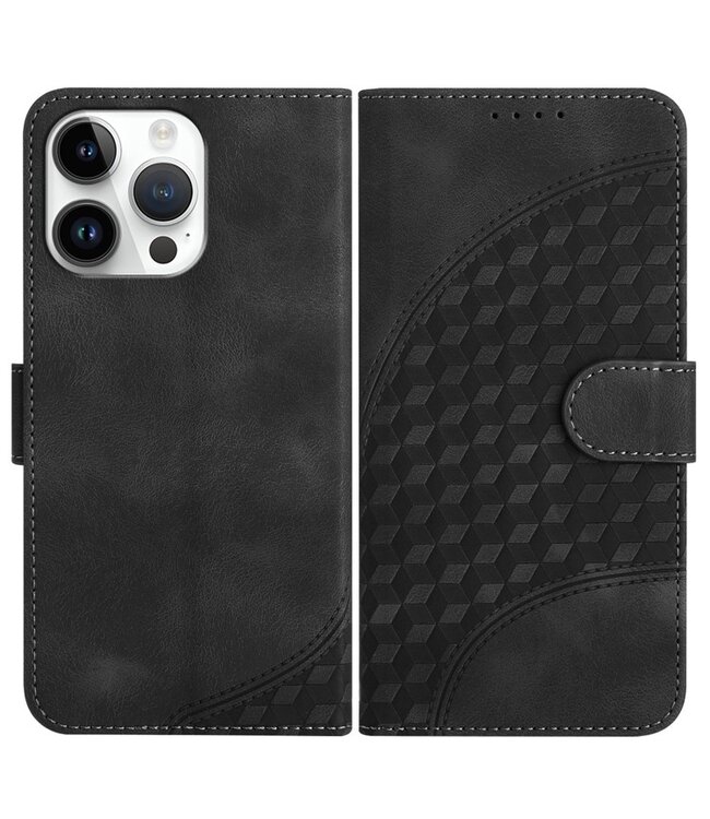 SoFetch Zwart Ruiten Bookcase Hoesje voor de iPhone 14 Pro Max