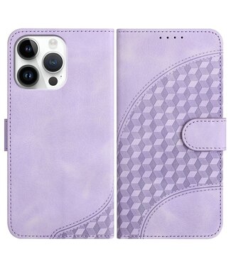 SoFetch Paars Ruiten Bookcase Hoesje iPhone 14 Pro Max