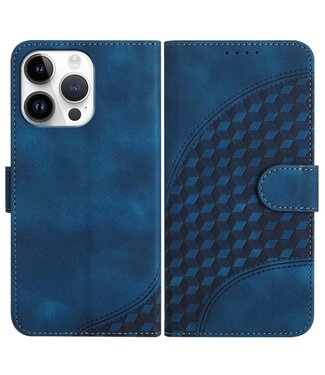 SoFetch Saffierblauw Ruiten Bookcase Hoesje iPhone 14 Pro Max