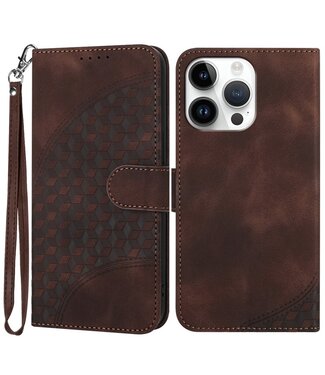 SoFetch Koffiebruin Ruiten Bookcase Hoesje iPhone 14 Pro Max