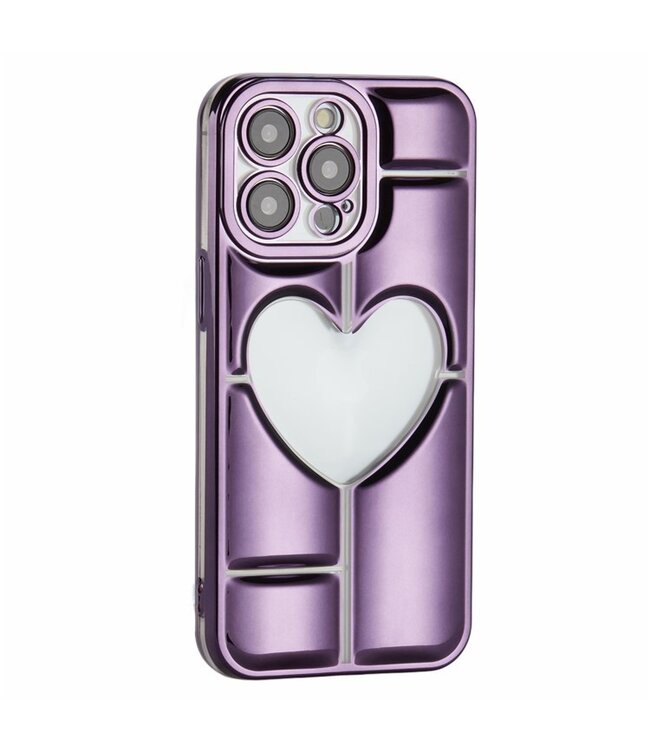 SoFetch Dark Paars Heart TPU Hoesje voor de iPhone 14 Pro Max