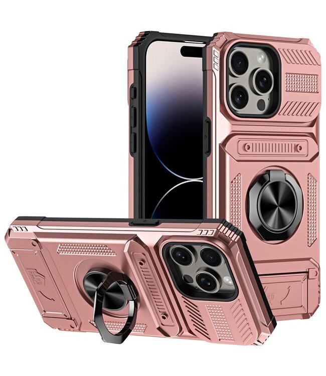 SoFetch Rosegoud Ring Houder Modern Hybride Hoesje voor de iPhone 14 Pro Max