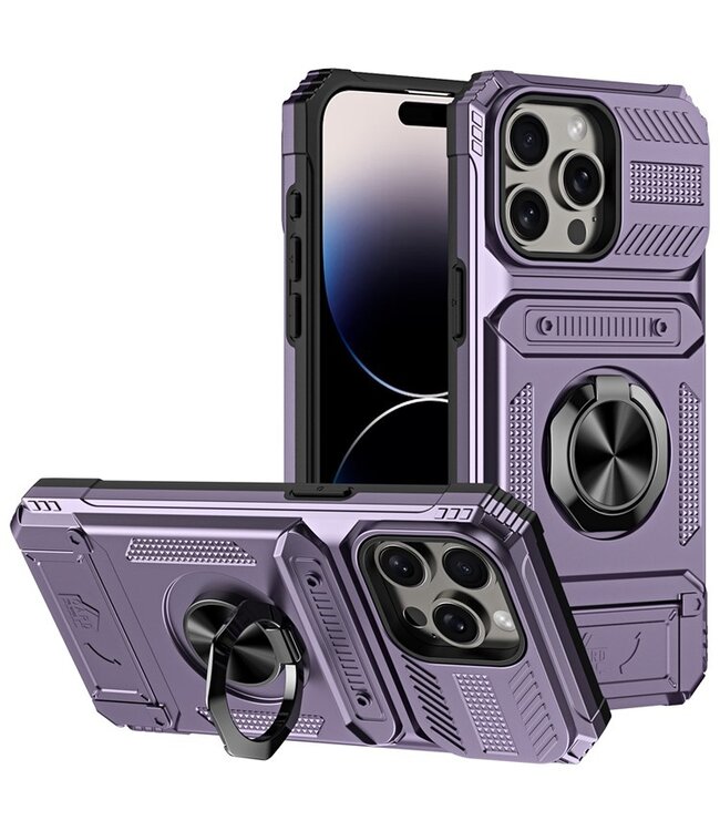 SoFetch Paars Ring Houder Modern Hybride Hoesje voor de iPhone 14 Pro Max