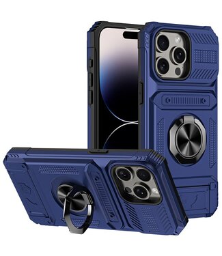 SoFetch Blauw Ring Houder Modern Hybride Hoesje iPhone 14 Pro Max