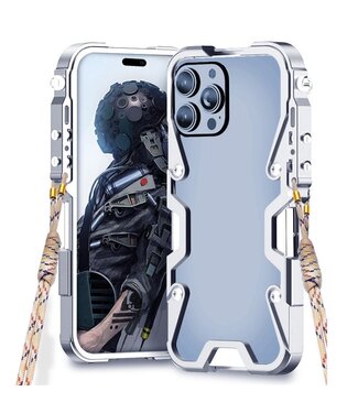 SoFetch Zilver Valbestendig Hybride Hoesje met Koord iPhone 14 Pro Max