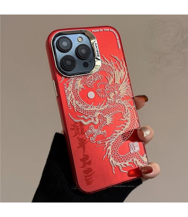 SoFetch Rood Draak Hybride Hoesje voor de iPhone 14 Pro Max