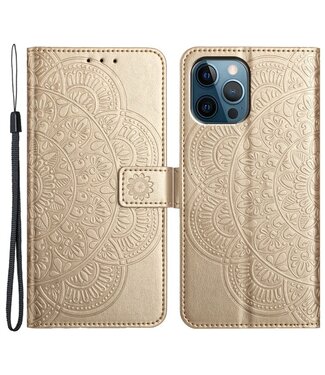SoFetch Goud Mandala Bookcase Hoesje iPhone 14 Pro Max
