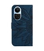 SoFetch Donkerblauw Zonnebloem Bookcase Hoesje met Polsbandje voor de Oppo Reno10